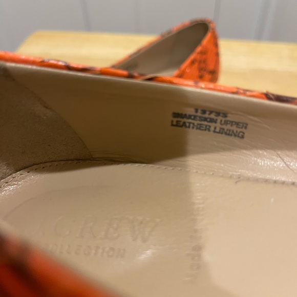 J. Crew Collection Janey snakeskin flats in coral salmon color. 8 M. - Picture 3 of 8